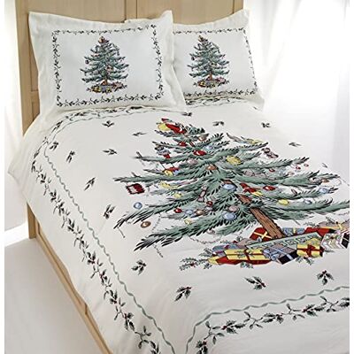 Spode Bettwäsche-Set für King-Size-Bett, 3-teiliges Bettwäsche-Set mit passenden Kissenbezügen, Urlaubszimmer-Dekoration, Weihnachtsbaum, Elfenbein, Kingsize-Bett Spode Bettwäsche-Set für King-Size-Bett, 3-teiliges Bettwäsche-Set mit passenden Kissenbezügen, Urlaubszimmer-Dekoration, Weihnachtsbaum, Elfenbein, Kingsize-Bett