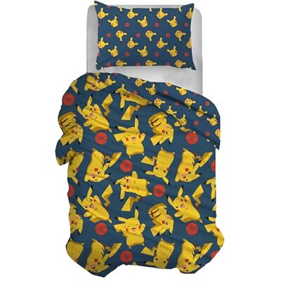hermet Pokemon Bettwäsche-Set für Einzelbett, Baumwolle, 100% Baumwolle, 155 x 200 cm, Kissenbezug 50 x 80 cm, offizielles Produkt, kein Spannbetttuch hermet Pokemon Bettwäsche-Set für Einzelbett, Baumwolle, 100% Baumwolle, 155 x 200 cm, Kissenbezug 50 x 80 cm, offizielles Produkt, kein Spannbetttuch