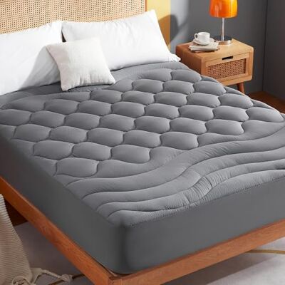Sonive Matratzenschoner 160x200, weicher Topper, Matratzenauflage mit 38cm tiefen Taschen, Atmungsaktives Matratzenschutz, Grau Sonive Matratzenschoner 160x200, weicher Topper, Matratzenauflage mit 38cm tiefen Taschen, Atmungsaktives Matratzenschutz, Grau