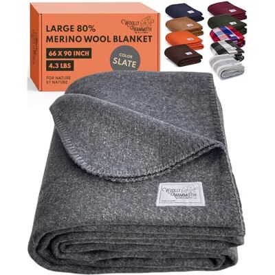 Woolly Mammoth Woolen Company Woolly Mammoth Wolldecke Explorer-Kollektion 167 x 230 cm, Grau, 80% Merinowolle Robust & Outdoor-Decke Wärmeisolierend & Merinowolle Modernes Boho-Design Tagesdecke Boho Woolly Mammoth Woolen Company Woolly Mammoth Wolldecke Explorer-Kollektion 167 x 230 cm, Grau, 80% Merinowolle Robust & Outdoor-Decke Wärmeisolierend & Merinowolle Modernes Boho-Design Tagesdecke Boho
