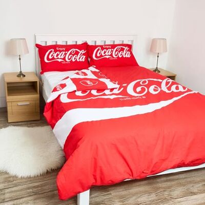 The Gift Scholars Offiziell Lizenziertes Coca-Cola FC Bettwäsche-Set für Doppelbett, wendbar und mit Kissenbezug, perfekt für Cola-Fans The Gift Scholars Offiziell Lizenziertes Coca-Cola FC Bettwäsche-Set für Doppelbett, wendbar und mit Kissenbezug, perfekt für Cola-Fans