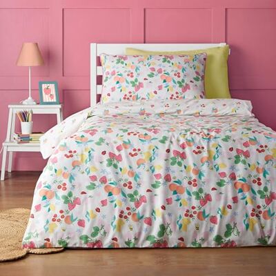 Catherine Lansfield Fruity Friends Wende-Bettwäsche-Set für Einzelbett mit Kissenbezug, hell Catherine Lansfield Fruity Friends Wende-Bettwäsche-Set für Einzelbett mit Kissenbezug, hell