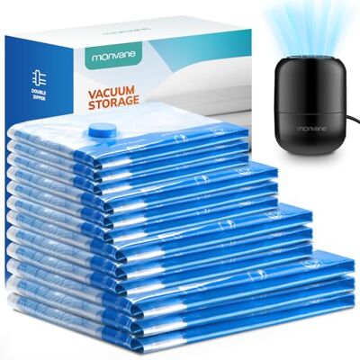 MONVANE Vakuumbeutel für Kleidung mit elektrischer Pumpe, Vakuum Bags 12 Stück(3*80*100cm + 3*60*80cm + 3*50*70cm + 3*40*60cm)— Vakuumbeutel für Reisen, Bettdecken, Decken, Kissen, Bettwäsche MONVANE Vakuumbeutel für Kleidung mit elektrischer Pumpe, Vakuum Bags 12 Stück(3*80*100cm + 3*60*80cm + 3*50*70cm + 3*40*60cm)— Vakuumbeutel für Reisen, Bettdecken, Decken, Kissen, Bettwäsche