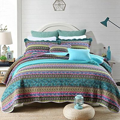 NEWLAKE Gestreift Jacquard-Stil Baumwolle Patchwork Tagesdecke Quilt Sets Twin Size NEWLAKE Gestreift Jacquard-Stil Baumwolle Patchwork Tagesdecke Quilt Sets Twin Size