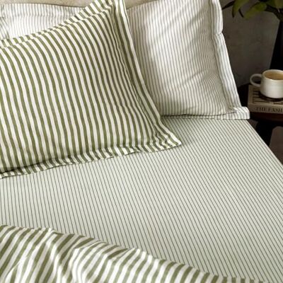 Yard Hebden Dünn Streifen Spannbettlaken – Ultra Weich 100% Baumwoll Gestreift Bettlaken (Olive – Super King – 180x200x32cm) Yard Hebden Dünn Streifen Spannbettlaken – Ultra Weich 100% Baumwoll Gestreift Bettlaken (Olive – Super King – 180x200x32cm)