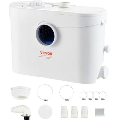 VEVOR Hebeanlage, 700 W, 9600 l/h Durchfluss, 10 m Förderhöhe, Zerkleinerer-Abwasserpumpe mit 3 Wassereinlässen für Toilette, Keller, Küche, Waschbecken, Badewanne, Abwasserentsorgung, Aufspülmaschine VEVOR Hebeanlage, 700 W, 9600 l/h Durchfluss, 10 m Förderhöhe, Zerkleinerer-Abwasserpumpe mit 3 Wassereinlässen für Toilette, Keller, Küche, Waschbecken, Badewanne, Abwasserentsorgung, Aufspülmaschine
