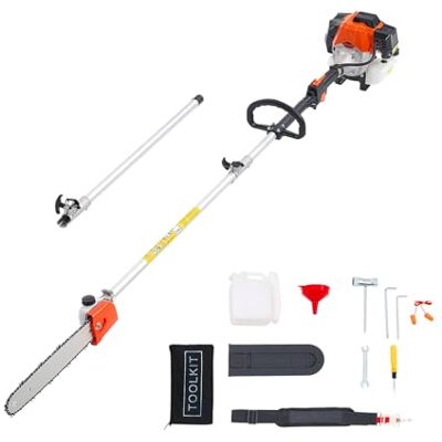 VEVOR Benzin Hochentaster, 2-Takt, 52 ccm, Motorsäge, Teleskopsäge mit 2,2–2,94 m ausziehbarer Stange, 35,6 cm Schwert, 850 ml Kraftstofftank, für kraftvolles sicheres sägen in hohen Baumkronen VEVOR Benzin Hochentaster, 2-Takt, 52 ccm, Motorsäge, Teleskopsäge mit 2,2–2,94 m ausziehbarer Stange, 35,6 cm Schwert, 850 ml Kraftstofftank, für kraftvolles sicheres sägen in hohen Baumkronen