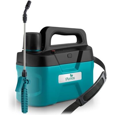 Plonos Drucksprüher Akku 5 l Drucksprühgerät mit verstellbarer Düse, 52,5 cm Lanze und PE-Tank Gartenspritze zum Bewässern und Pflegen Plonos Drucksprüher Akku 5 l Drucksprühgerät mit verstellbarer Düse, 52,5 cm Lanze und PE-Tank Gartenspritze zum Bewässern und Pflegen