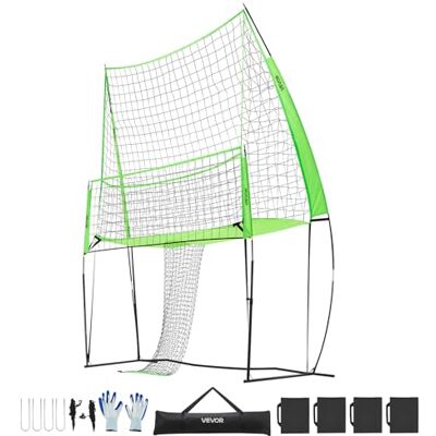 VEVOR Volleyball Trainingsnetz stufenlos höhenverstellbare Übungsausrüstung mit Ballrücklauf, 2,44 x 3,35 m tragbare Netzstation, einfache Einrichtung für den Innen- und Außenbereich im Garten VEVOR Volleyball Trainingsnetz stufenlos höhenverstellbare Übungsausrüstung mit Ballrücklauf, 2,44 x 3,35 m tragbare Netzstation, einfache Einrichtung für den Innen- und Außenbereich im Garten