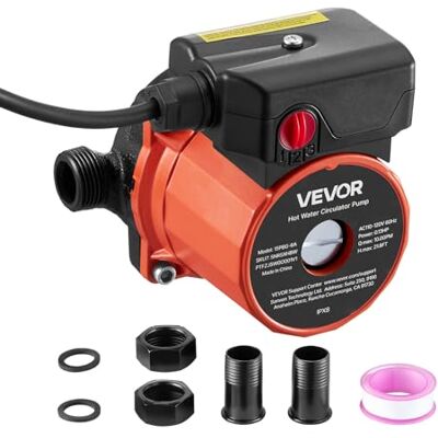 VEVOR Umwälzpumpe, 38 LPM, Umwälzpumpensystem mit sofortiger Zirkulation, 3-Gang-Steuerung, 100 W, AC 220–240 V, G3/4 Zoll auf G1/2 Zoll Adapter, Gusseisenkopf, für Warmwasserbereitersystem VEVOR Umwälzpumpe, 38 LPM, Umwälzpumpensystem mit sofortiger Zirkulation, 3-Gang-Steuerung, 100 W, AC 220–240 V, G3/4 Zoll auf G1/2 Zoll Adapter, Gusseisenkopf, für Warmwasserbereitersystem