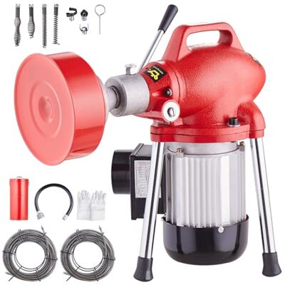 VEVOR Rohrreinigungsmaschine 120 Fuß x 5/8 Zoll, 370 W elektrische Rohrreinigungsmaschine mit manueller Zufuhr – mit 3 Stahlkabeln, 7 Schneidern und CW/CCW-Steuerung für 1,6" bis 4" Rohre VEVOR Rohrreinigungsmaschine 120 Fuß x 5/8 Zoll, 370 W elektrische Rohrreinigungsmaschine mit manueller Zufuhr – mit 3 Stahlkabeln, 7 Schneidern und CW/CCW-Steuerung für 1,6" bis 4" Rohre