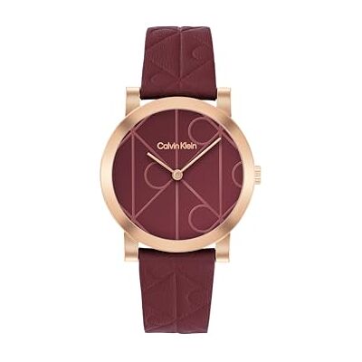 Calvin Zwei-Zeiger-Quarzwerk-Uhr für Damen Kollektion CK MONOGRAM mit Bordeaux Lederarmband 25100130 Calvin Zwei-Zeiger-Quarzwerk-Uhr für Damen Kollektion CK MONOGRAM mit Bordeaux Lederarmband 25100130