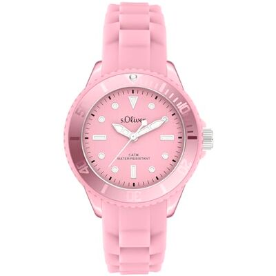 s.Oliver Damenuhr Rund Rosa 38 mm Elegante Damenuhr aus Kunststoff mit Quarzwerk 5 ATM wasserdicht Kratzfest s.Oliver Damenuhr Rund Rosa 38 mm Elegante Damenuhr aus Kunststoff mit Quarzwerk 5 ATM wasserdicht Kratzfest