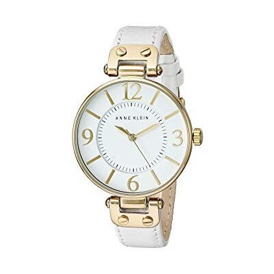 Anne Klein Damen-Armbanduhr 34mm Armband Leder Weiß Quarz Analog 10-9168WTWT Anne Klein Damen-Armbanduhr 34mm Armband Leder Weiß Quarz Analog 10-9168WTWT