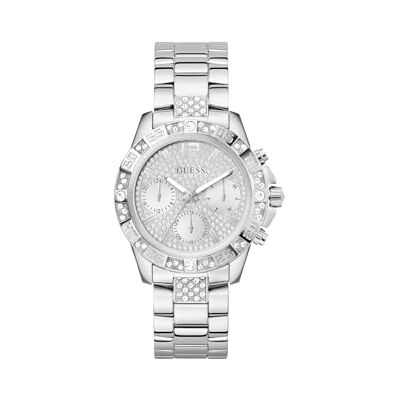 Guess Damen Armbanduhr Majesty mit Zirkonia, silberfarbenes Edelstahlarmband, Mineral Glas, silbernes Ziffernblatt, 5 Bar, Gehäusedurchmesser: 40 mm, GW0771L1 Guess Damen Armbanduhr Majesty mit Zirkonia, silberfarbenes Edelstahlarmband, Mineral Glas, silbernes Ziffernblatt, 5 Bar, Gehäusedurchmesser: 40 mm, GW0771L1