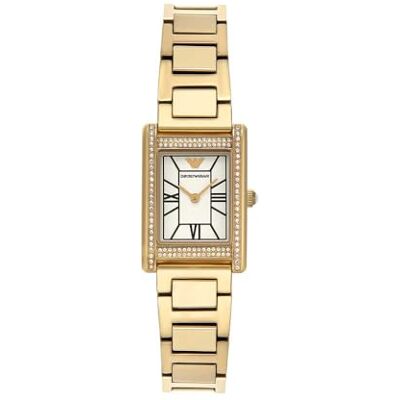 Giorgio Armani Watch for Women, 22mm rechteckiges Gehäuse Quarz-Zweizeigerwerk mit Edelstahl- oder Lederarmband Giorgio Armani Watch for Women, 22mm rechteckiges Gehäuse Quarz-Zweizeigerwerk mit Edelstahl- oder Lederarmband
