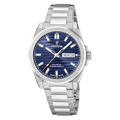 Festina Swiss Made Herrenuhr Analog Edelstahl 316L Silber Quarzwerk Datum Saphirglas Widerstandsfähig Wasserdicht 10 ATM F20073/2 Classic Steel Festina Swiss Made Herrenuhr Analog Edelstahl 316L Silber Quarzwerk Datum Saphirglas Widerstandsfähig Wasserdicht 10 ATM F20073/2 Classic Steel