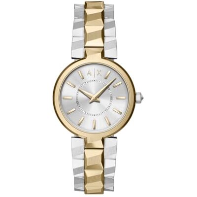 Giorgio Armani Montre Femme, mouvement Quartz Deux aiguilles, boîtier 34 mm, Bracelet en Acier inoxydable ou en Cuir Giorgio Armani Montre Femme, mouvement Quartz Deux aiguilles, boîtier 34 mm, Bracelet en Acier inoxydable ou en Cuir