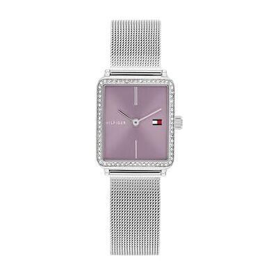 Tommy Hilfiger Zwei-Zeiger-Quarzwerk-Uhr für Damen mit Silbernes Edelstahl-Mesh-Gliederarmband 1782790 Tommy Hilfiger Zwei-Zeiger-Quarzwerk-Uhr für Damen mit Silbernes Edelstahl-Mesh-Gliederarmband 1782790
