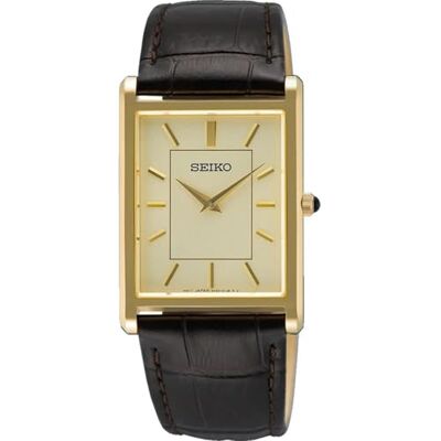 Seiko Klassik Armbanduhr für Männer in der Farbe Schwarz mit Armband aus Leder, Wasserdichtigkeit: 5 bar, Gehäusedurchmesser: 28 mm, SWR106P1 Seiko Klassik Armbanduhr für Männer in der Farbe Schwarz mit Armband aus Leder, Wasserdichtigkeit: 5 bar, Gehäusedurchmesser: 28 mm, SWR106P1