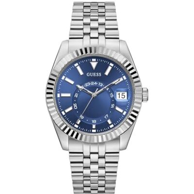 Guess JADEN Herren Armbanduhr, Edelstahl, 42 mm, Edelstahlarmband, Silber, 3 bar, Zifferblatt: Blau, Datumsanzeige, GW0977G1 Guess JADEN Herren Armbanduhr, Edelstahl, 42 mm, Edelstahlarmband, Silber, 3 bar, Zifferblatt: Blau, Datumsanzeige, GW0977G1