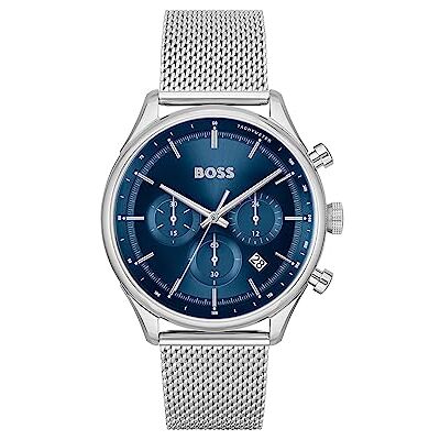 Boss Chronograph Quarz Uhr für Herren Kollektion Gregor mit Silbernes Edelstahl-Mesh-Gliederarmband 1514052 Boss Chronograph Quarz Uhr für Herren Kollektion Gregor mit Silbernes Edelstahl-Mesh-Gliederarmband 1514052