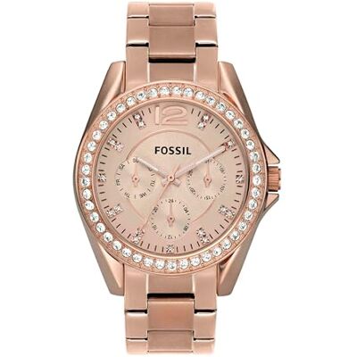 Fossil Riley Watch für Damen, Quarz-Chronographenwerk mit Edelstahl- oder Lederarmband Fossil Riley Watch für Damen, Quarz-Chronographenwerk mit Edelstahl- oder Lederarmband