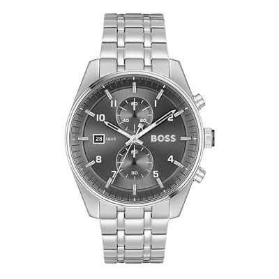 Boss Chronograph Quarz Uhr für Herren Kollektion SKYTRAVELLER mit Edelstahlarmband Edelstahlarmband 1514151 Boss Chronograph Quarz Uhr für Herren Kollektion SKYTRAVELLER mit Edelstahlarmband Edelstahlarmband 1514151
