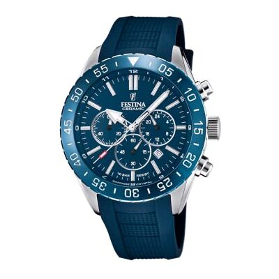 Festina Herren Uhr Analog mit Blauem Kautschukarmband Quarzwerk Chronograph Kalender Saphirglas mit hoher Widerstandsfähigkeit Wasserdicht bis 10 ATM F20515/1 Ceramic Festina Herren Uhr Analog mit Blauem Kautschukarmband Quarzwerk Chronograph Kalender Saphirglas mit hoher Widerstandsfähigkeit Wasserdicht bis 10 ATM F20515/1 Ceramic