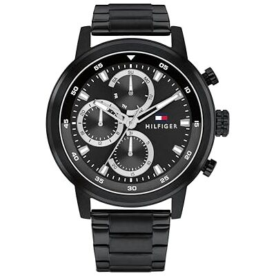 Tommy Hilfiger Multi Zifferblatt Quarz Uhr für Herren mit Schwarzes Edelstahlarmband 1792217 Tommy Hilfiger Multi Zifferblatt Quarz Uhr für Herren mit Schwarzes Edelstahlarmband 1792217