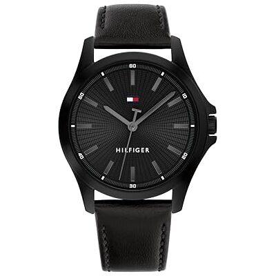 Tommy Hilfiger Uhr mit DREI-Zeiger-Quarzwerkfür Herren mit Schwarzes Lederarmband 1792190 Tommy Hilfiger Uhr mit DREI-Zeiger-Quarzwerkfür Herren mit Schwarzes Lederarmband 1792190