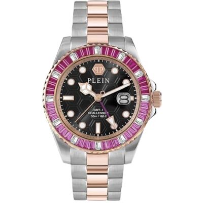 Philipp Plein Herren Analog Quarz Armbanduhr GMT-I Challenger Baguettes Philipp Plein Herren Analog Quarz Armbanduhr GMT-I Challenger Baguettes