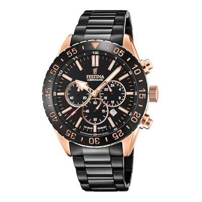 Festina Herren Uhr Analog aus Edelstahl Keramik Schwarz Quarzwerk Chronograph Kalender Saphirglas mit hoher Widerstandsfähigkeit Wasserdicht bis 10 ATM F20578/1 Ceramic Festina Herren Uhr Analog aus Edelstahl Keramik Schwarz Quarzwerk Chronograph Kalender Saphirglas mit hoher Widerstandsfähigkeit Wasserdicht bis 10 ATM F20578/1 Ceramic