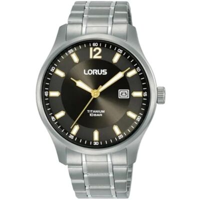 Lorus Herren Analog Quarz Uhr mit Titan Armband,Silber/Schwarz Lorus Herren Analog Quarz Uhr mit Titan Armband,Silber/Schwarz