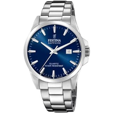 Festina Swiss Made Herrenuhr Analog Edelstahl 316L Silber Quarz Datum Saphirglas, Wasserdicht 10 ATM F20024/3 Classic Steel Festina Swiss Made Herrenuhr Analog Edelstahl 316L Silber Quarz Datum Saphirglas, Wasserdicht 10 ATM F20024/3 Classic Steel