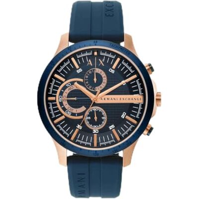 Giorgio Armani Herrenuhr, Quarzwerk Chronograph und 46mm Gehäusegröße mit Silikonarmband Giorgio Armani Herrenuhr, Quarzwerk Chronograph und 46mm Gehäusegröße mit Silikonarmband