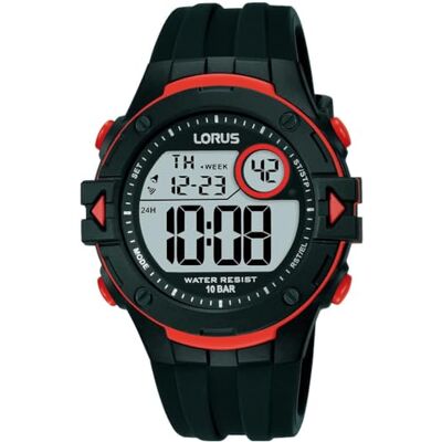 Lorus Herren Digital Quarz Uhr mit Silikon Armband,Schwarz Lorus Herren Digital Quarz Uhr mit Silikon Armband,Schwarz