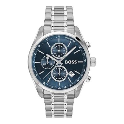 Boss Chronographen-Quarzuhr mit Kalender für Herren Kollektion Grand Prix 44 mit Silbernes Edelstahlarmband 1514226 Boss Chronographen-Quarzuhr mit Kalender für Herren Kollektion Grand Prix 44 mit Silbernes Edelstahlarmband 1514226