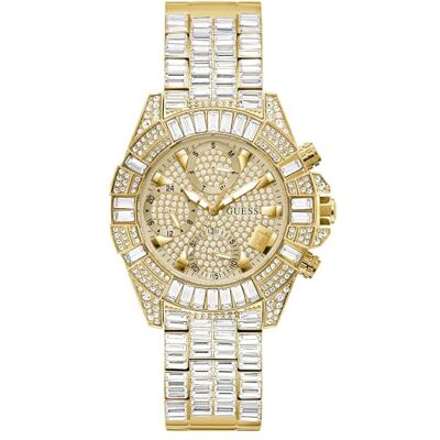 Guess Iconic 40TH Damen Armbanduhr in der Farbe Gold mit Armband aus Edelstahl, Wasserdichtigkeit: 5 bar, Gehäusedurchmesser: 40 mm, GW0812L2 Guess Iconic 40TH Damen Armbanduhr in der Farbe Gold mit Armband aus Edelstahl, Wasserdichtigkeit: 5 bar, Gehäusedurchmesser: 40 mm, GW0812L2