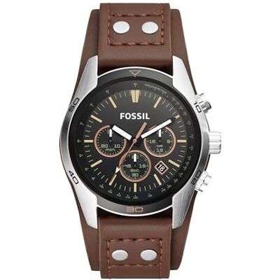 Fossil Coachman Uhr für Herren, Chronographenwerk mit Edelstahl- oder Lederarmband Fossil Coachman Uhr für Herren, Chronographenwerk mit Edelstahl- oder Lederarmband