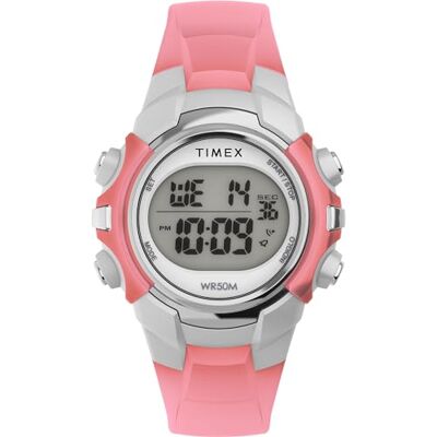 Timex Sport Unisex-Armbanduhr, 33 mm, rosa Kunstharzarmband, digitales Zifferblatt, silberfarbenes Gehäuse TW5M61600 Timex Sport Unisex-Armbanduhr, 33 mm, rosa Kunstharzarmband, digitales Zifferblatt, silberfarbenes Gehäuse TW5M61600