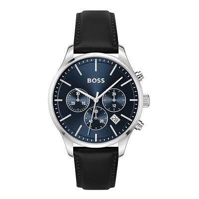 Boss Chronograph Quarz Uhr für Herren Kollektion Avery mit Schwarzes Lederarmband 1514156 Boss Chronograph Quarz Uhr für Herren Kollektion Avery mit Schwarzes Lederarmband 1514156