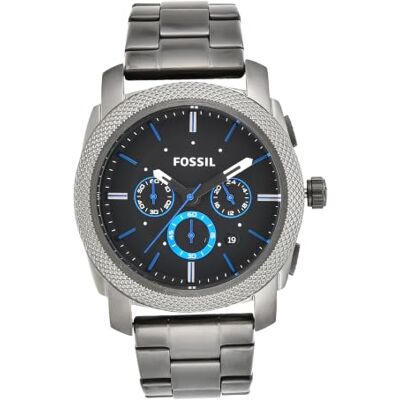 Fossil Machine Uhr für Herren, Chronographenwerk mit Edelstahl- oder Lederarmband, Grau und Blau, 45MM Fossil Machine Uhr für Herren, Chronographenwerk mit Edelstahl- oder Lederarmband, Grau und Blau, 45MM