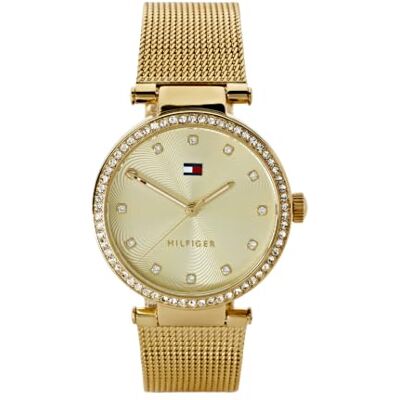 Tommy Hilfiger Analog Quarzuhr für Damen mit Goldfarben Edelstahl-Mesh-Gliederarmband 1782507 Tommy Hilfiger Analog Quarzuhr für Damen mit Goldfarben Edelstahl-Mesh-Gliederarmband 1782507