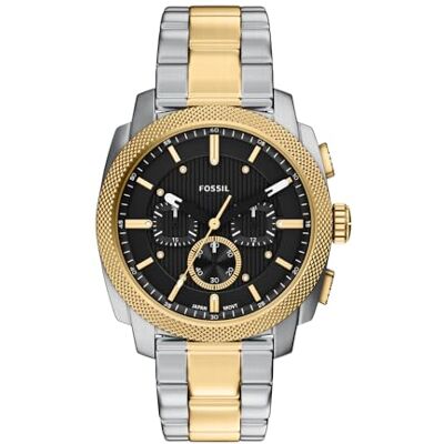 Fossil New Machine Herrenuhr, 44mm Quarz-Chronographenwerk mit Edelstahl- oder Lederarmband Fossil New Machine Herrenuhr, 44mm Quarz-Chronographenwerk mit Edelstahl- oder Lederarmband