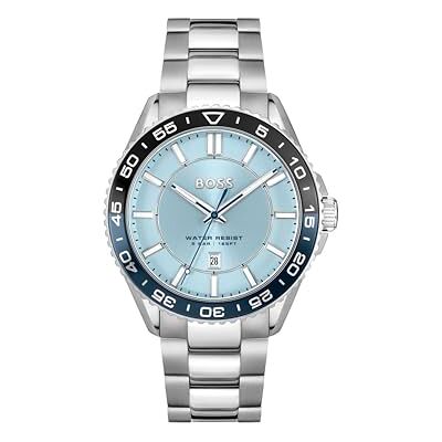 Boss Uhr mit DREI-Zeiger-Quarzwerk und Kalender für Herren Kollektion Runner 3H mit Silbernes Edelstahlarmband 1514207 Boss Uhr mit DREI-Zeiger-Quarzwerk und Kalender für Herren Kollektion Runner 3H mit Silbernes Edelstahlarmband 1514207