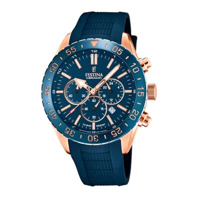 Festina Herren Uhr Analog mit Blauem Kautschukarmband Quarzwerk Chronograph Kalender Saphirglas mit hoher Widerstandsfähigkeit Wasserdicht bis 10 ATM F20516/1 Ceramic Festina Herren Uhr Analog mit Blauem Kautschukarmband Quarzwerk Chronograph Kalender Saphirglas mit hoher Widerstandsfähigkeit Wasserdicht bis 10 ATM F20516/1 Ceramic