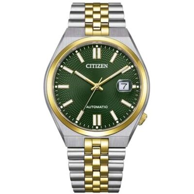 Citizen Tsuyosa 60 NK0024-54X Mechanische Armbanduhr, Unisex, Stahl, zweifarbig, goldfarbenes Zifferblatt, Saphirglas, Grün, 40 mm Citizen Tsuyosa 60 NK0024-54X Mechanische Armbanduhr, Unisex, Stahl, zweifarbig, goldfarbenes Zifferblatt, Saphirglas, Grün, 40 mm