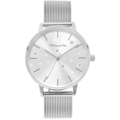 Tamaris Damenuhr – Schlichte, runde Armbanduhr für Damen 36 mm Armbanduhr mit Edelstahl Meshband, wasserfest Tamaris Damenuhr – Schlichte, runde Armbanduhr für Damen 36 mm Armbanduhr mit Edelstahl Meshband, wasserfest