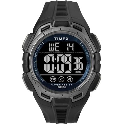 Timex Sport Unisex-Armbanduhr, 43 mm, schwarzes Polyurethan-Armband, digitales Zifferblatt, schwarzes Gehäuse TW5M63800 Timex Sport Unisex-Armbanduhr, 43 mm, schwarzes Polyurethan-Armband, digitales Zifferblatt, schwarzes Gehäuse TW5M63800